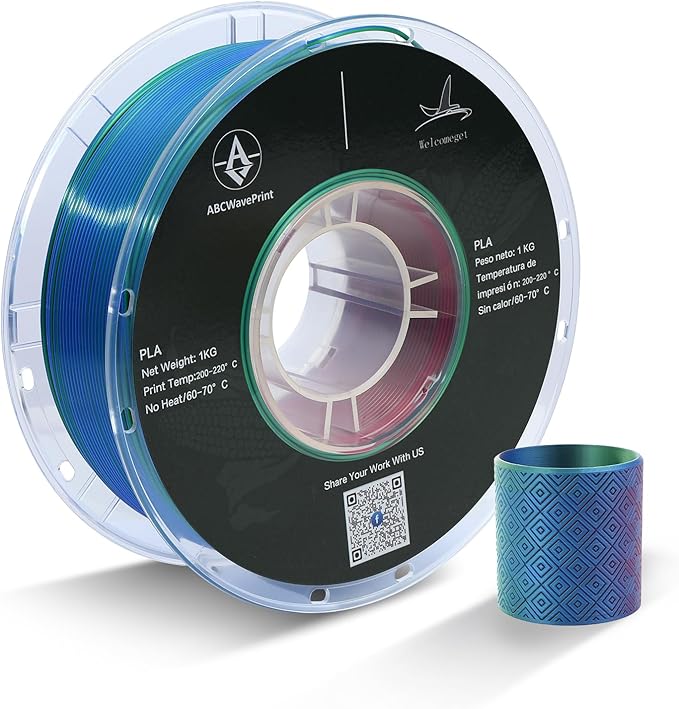 PLA 3D Printer Filament, Triple Color Silk PLA Filament, Dimensional Accuracy +/- 0.02 mm, 1 kg Spool(2.2lbs), 1.75 mm, Red Green Blue by ABCWavePrint