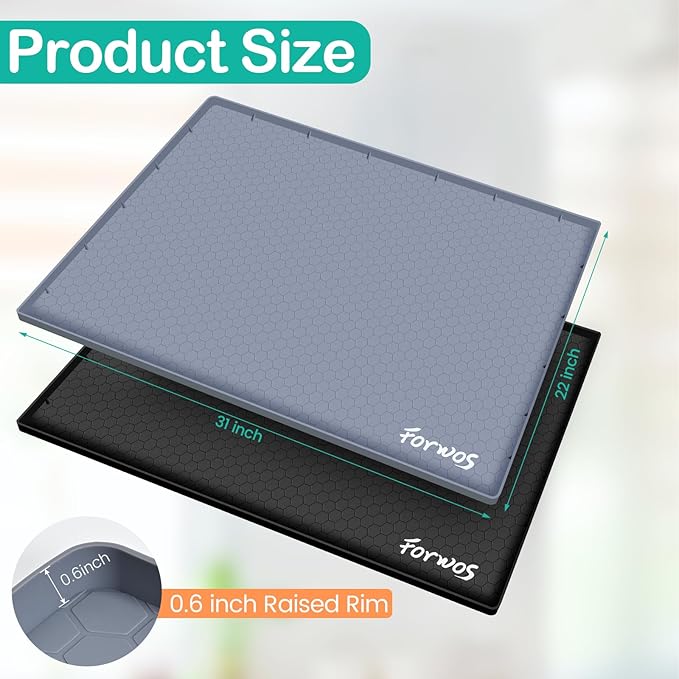 Waterproof Under Sink Mat 31" x 22", Silicone Cabinet Liner, Rubber Protector for Kitchen and Bathroom, Keeps Cabinets Clean, Dry, and Organized (Grey) - Image 2