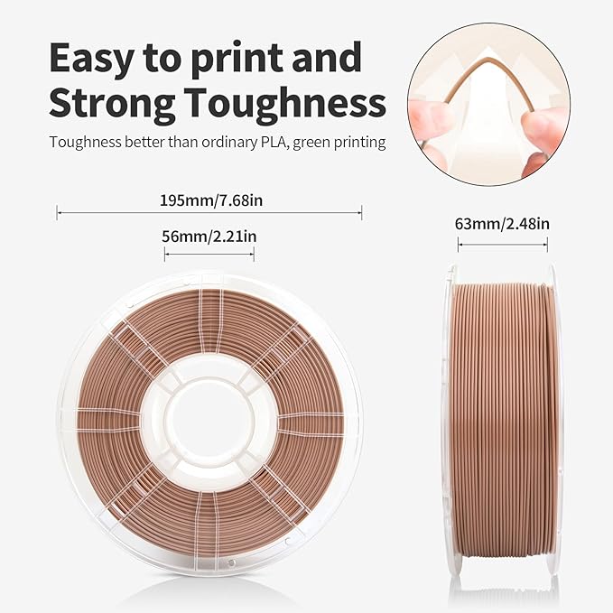 PLA Filament 1.75mm Warm Brown 1KG, Clog-Free 3D Printer Filament Dimensional Accuracy +/- 0.02mm, 1kg Spool(2.2lbs) 3D Printing Filament Fits for Most FDM 3D Printers - Image 4