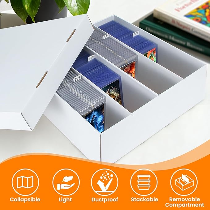 4 Pack Trading Card Storage Box - 4 Rows Divided Cardboard Case, Compatible with Top Loader One Touch for Sports Card Storage - Image 4