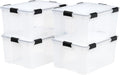 IRIS USA 62.8 Quart Plastic Storage Bin Tote Organizing Container with Durable Lid and Seal and Secure Latching Buckles, 4 Pack by IRISUSA