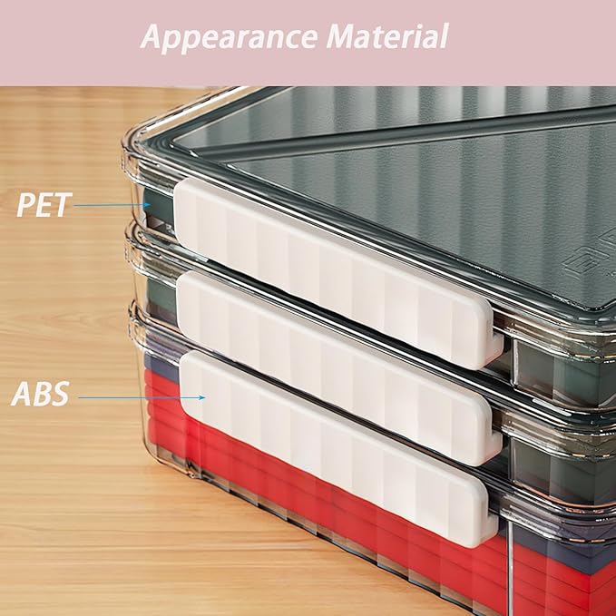2 Pack Clear Plastic File Boxes w/Latching Lids, Stackable A4 Storage (‎White Latches, Small) - Image 3