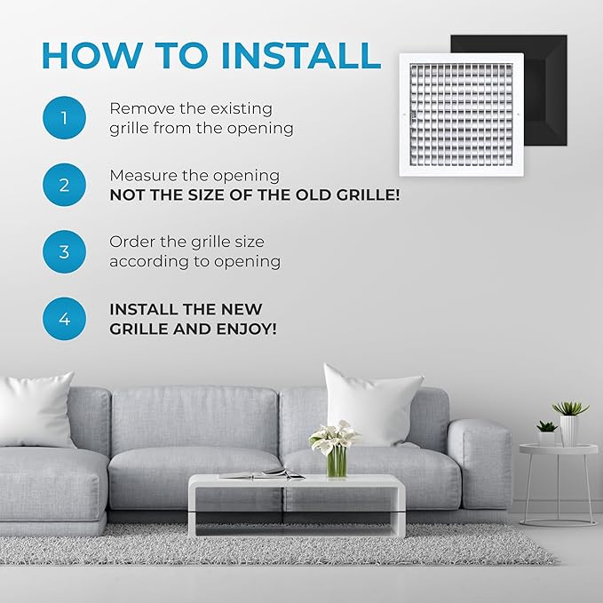 Aluminum 12 x 12 Inch Air Vent Covers Wall AC Grille – Premium Register Vent Cover – Durable Rustproof Aluminum Wall Vent – Multi-Shutter Damper – Individually Adjustable Front Blades, White - Image 6