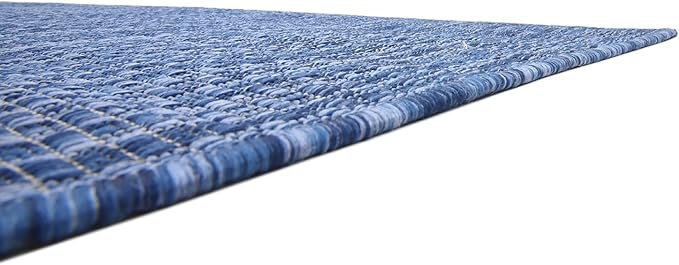 Unique Loom Collection Casual Transitional Solid Heathered Indoor/Outdoor Flatweave Area Rug (6' 1" x 9' Rectangle, Blue/Navy Blue) - Image 9