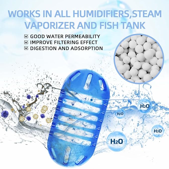 15 Pack Universal Humidifier Cleaner, Demineralization Cartridge for Humidifier Compatible with All Humidifiers and Fish Tanks Cleaning Ball, Water Softener Cleaner, Reduce Scale and White Dust, Blue - Image 3