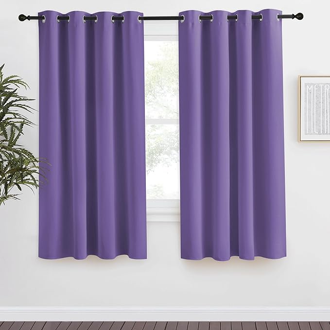 NICETOWN Blackout Curtain 57 inch Length, W55 x L57 Inch, Lilac Purple, 8 Grommets Top, 1 Piece, Thermal Insulated Modern Window Treatment Soundproof Drape Panel for Bedroom/Living Room by NICETOWN