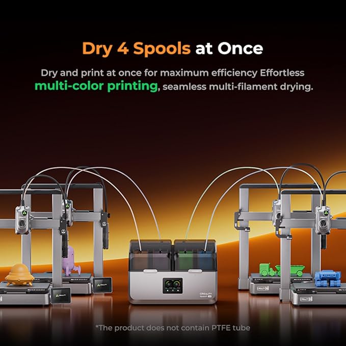 Creality SpacePi X4 Filament Dryer Box with 200W PTC Rapid Heater, 4-Spools Filament Storage Box, Dual Independent Heating Chambers, One-Key Operation, Compatible with PLA, PETG, ABS, TPU, PC, PA,PAHT - Image 4