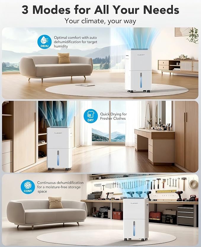 1,500 Sq. Ft Dehumidifier for Basement, 21 Pints Dehumidifiers for Home with Drain Hose, Quiet Operation, Smart Humidity Control, Auto Defrost, 24H Timer, Portable for Bedroom, RV, Bathroom - Image 3