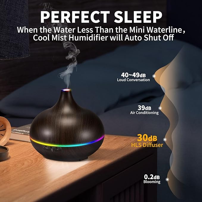 Aromatherapy Essential Oil Diffuser Set - 550ML Ultrasonic Humidifier for Large Rooms - Vaporizer and Aroma Diffuser for Home Bedroom - Image 2
