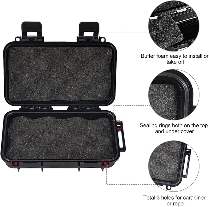 Ejoyous Waterproof Dry Storage Box, Waterproof Box Plastic Survival Container Shockproof Dry Storage Case with 2 U Shape Buckle for Fishing Camping Hiking - Image 5