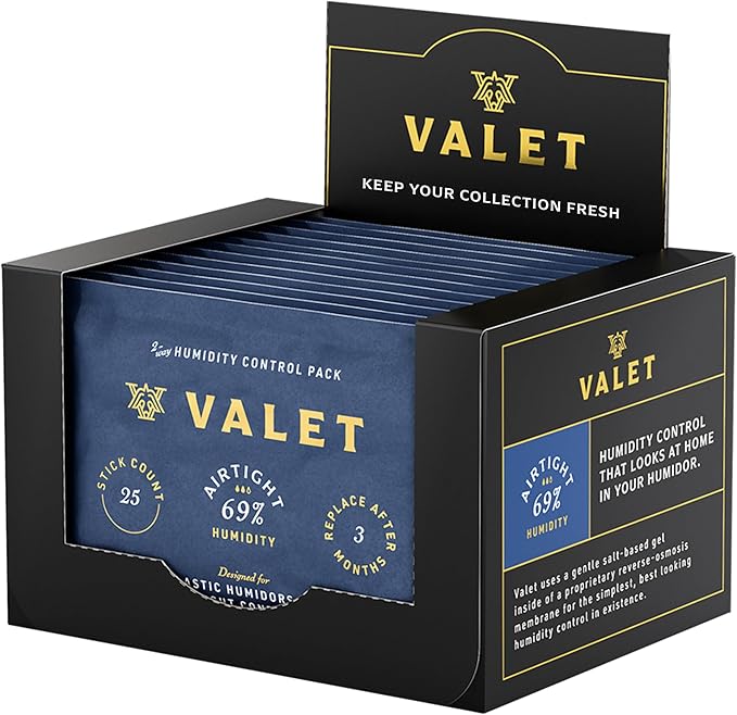 Valet 69% Two-Way Humidity Packs for Plastic Containers, 12-Pack, 60g Each, Humidifier Pack Prevents Leaks and Controls Moisture with Natural Craft Paper Design by Valet