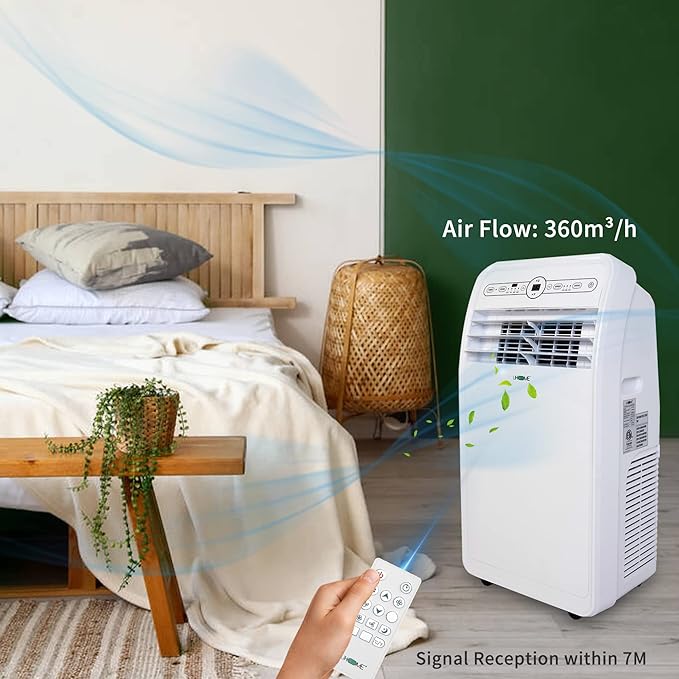 Uhome 12000 BTU Portable Air Conditioner with Heater up to 400 Sq. Ft, Ac Heater Combo Window Unit, Portable AC Unit with Dehumidifier & Fan, Cools & Heats,Remote Control and Window Kit Included,White - Image 4