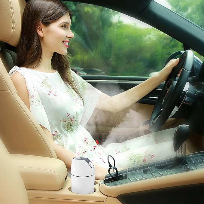 Mini Humidifier-Battery Operated 480ml Cordless Portable Small Humidifier USB Rechargeable Personal Desktop Humidifiers With Night Light & 4 Spray Modes for Car, Baby, Plants (White, 2600mAh) - Image 2