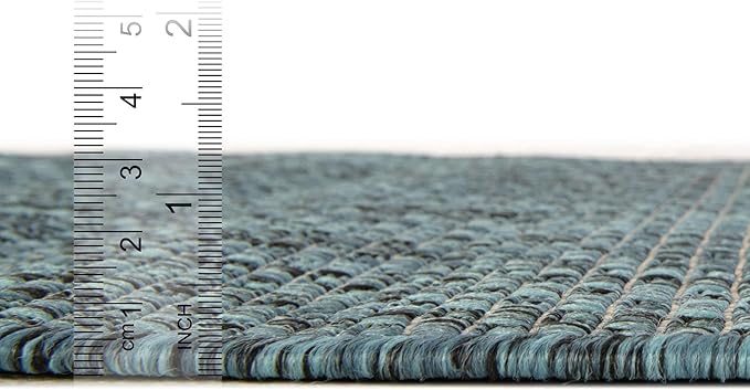 Unique Loom Collection Casual Transitional Solid Heathered Indoor/Outdoor Flatweave Area Rug (13' Square, Teal/Navy Blue) - Image 7