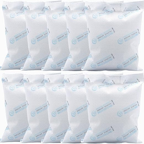 10Pcs 100 Gram Silica Gel Packets, Dessicant Packs for Storage, Pure and Safe Desiccant, Moisture Absorber Silica Gel Beads Packs for Moisture Control by Wisesorb