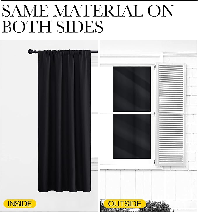 NICETOWN Short Curtains 36 inches Long, Black Out RV Bunk Panels, Kitchen Window Curtains Over Sink, Thermal Insulating Blackout Drapes/Draperies for Small Window (2 Panels, 42 inches Wide) - Image 6