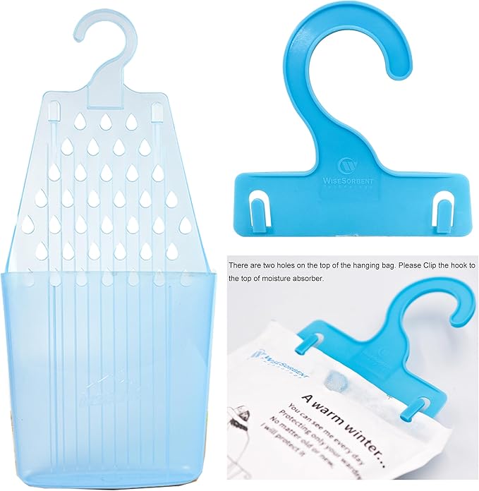 Moisture Absorber Packets with Plastic Case & Hook, Odor Eliminator, Leak Proof, Fragrance Free, Humidity Packs, Hanging Closet Dehumidifier Bags, Moisture Absorber (4 Packs) - Image 7