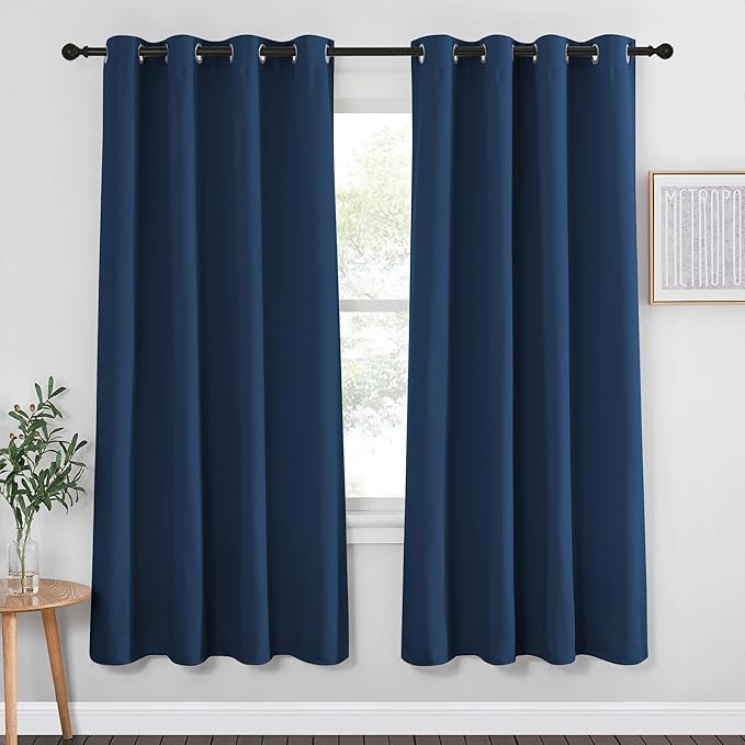 NICETOWN Blackout Curtain Drape 72 inch Long - Grommet Noise Reducing Thermal Insulated Modern Window Treatments for Bedroom Living Room (1 Panel, 52 x 72 Inch, Moroccan Blue) by NICETOWN