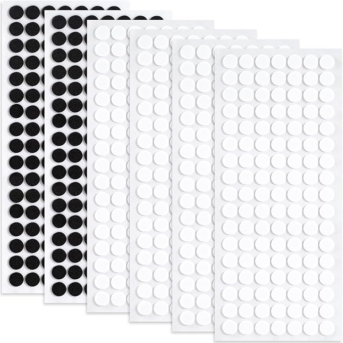 735 Pcs Small Felt Furniture Pads, Self-Adhesive EVA Foam Dot Circles, Round Felt Furniture Stickers for Desks Drawers Vases Photo Frames Cabinets Doors Candlesticks- Black, White (0.39'') by Unknown