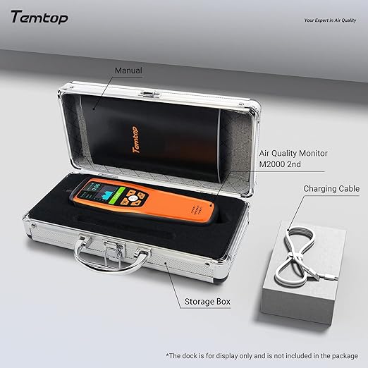 Temtop Air Quality Monitor CO2 Detector Professional Carbon Dioxide PM2.5 PM10 Formaldehyde Temperature and Humidity Monitor w/Audio Alarm Data Export (M2000 2nd) - Image 9