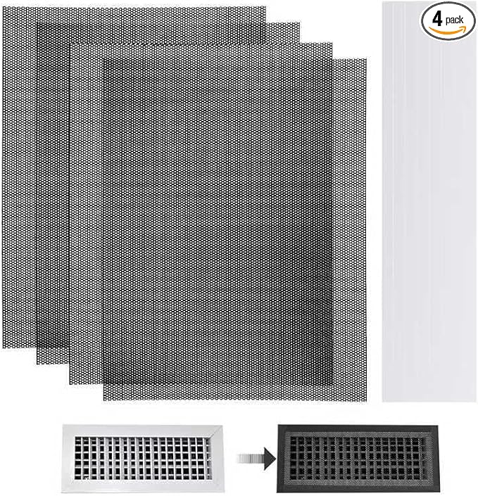 4 PCS DIY Magnetic Vent Covers-13.8" x 11.8" Customizable Air Register with Easy-to-Cut Mesh & Magnetic Strips, Create Perfect Fit for Floor/Wall/Ceiling Vents, Ideal for Custom Home Vent Solutions. by Unknown