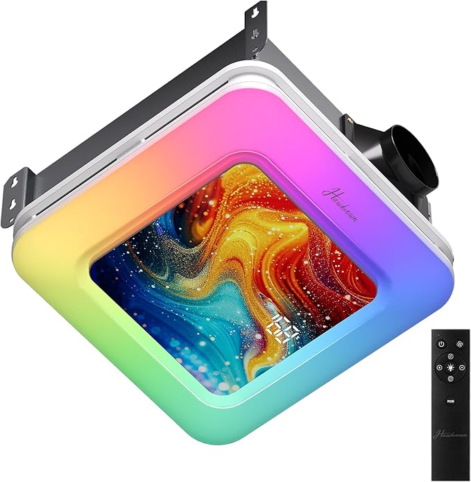 Bathroom Exhaust Fan with Light Humidity Sensor, Bathroom Fan with Humidity Sensor, 230 CFM 1.0 Sone Exhaust Fan, Venlitation Fan with 3CCT LED Light 7 LED Color, Remote Control Easy Install - Image 2
