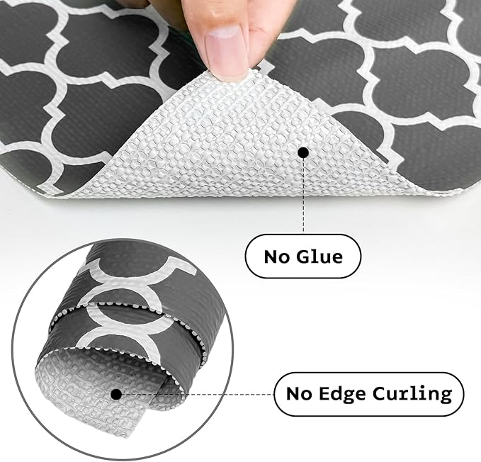 Shelf and Drawer Liner for Kitchen Cabinets Non-Adhesive, Strong Grip Non-Slip Thickened Drawer Liners for Dresser, Cupboard Liner with Knife and Tape Measure, Gray, 12 in x 10 Feet - Image 6