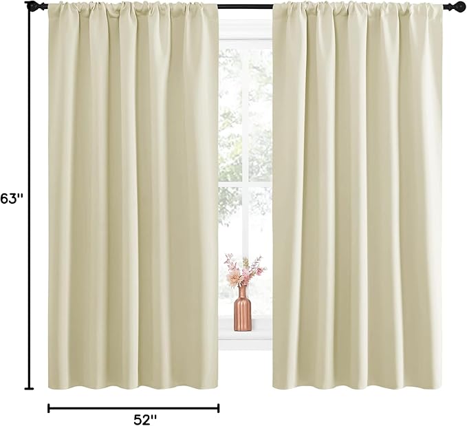 NICETOWN Blackout Curtains for Living Curtains, Room Darkening Curtains & Drapes for Kids Bedroom, Home Decoration Draperies (Beige, 52 in x 63 in (W x L), 2 PCs) - Image 9