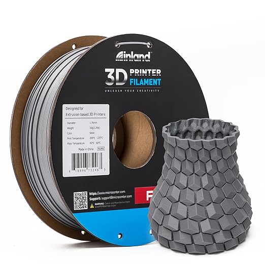 INLAND Micro Center PLA+ 3D Printing Filament 1.75mm - PLA Pro Dimensional Accuracy +/- 0.03 mm - 1kg Cardboard Spool (2.2 lbs) (2 Pack Black & Silver, 1.75mm) - Image 3