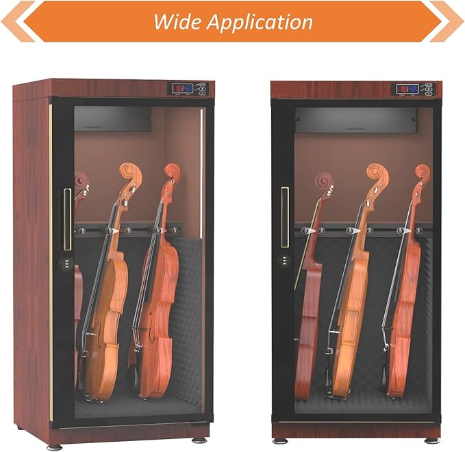 Electronic Dehumidifying Dry Cabinet Box, 110V Musical Instrument Storage Cabinet, 35-60% RH Humidity Control for Bass, Violin, Guitar, with Lockable Door and Instrument-Specific Interior - Image 7