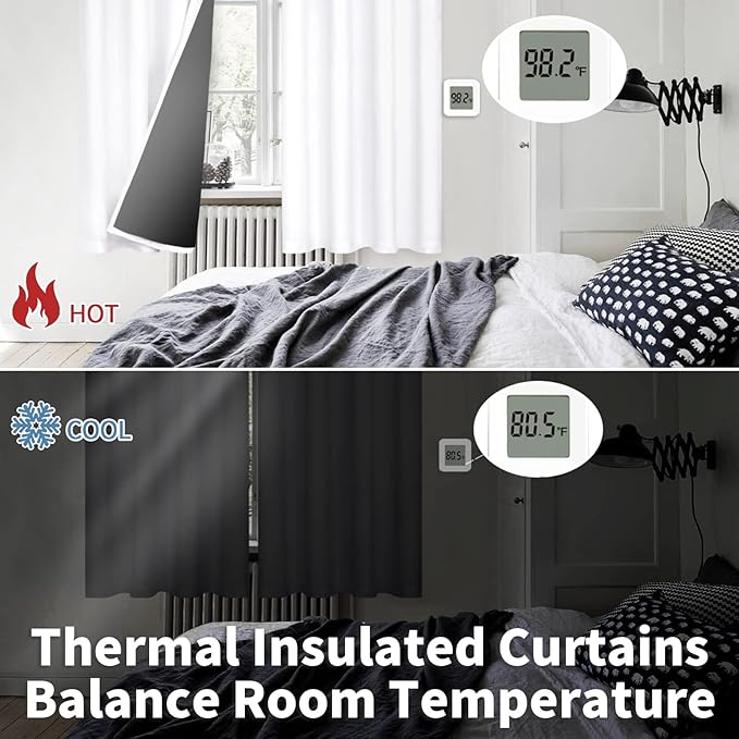 BGment White Blackout Curtains 108 Inches Long for Living Room 2 Panels, Thermal Insulated Grommet 100% Light Blocking Curtains&Drapes for Bedroom Tall Window with Privacy Liner, 52 Inch Wide Each - Image 4