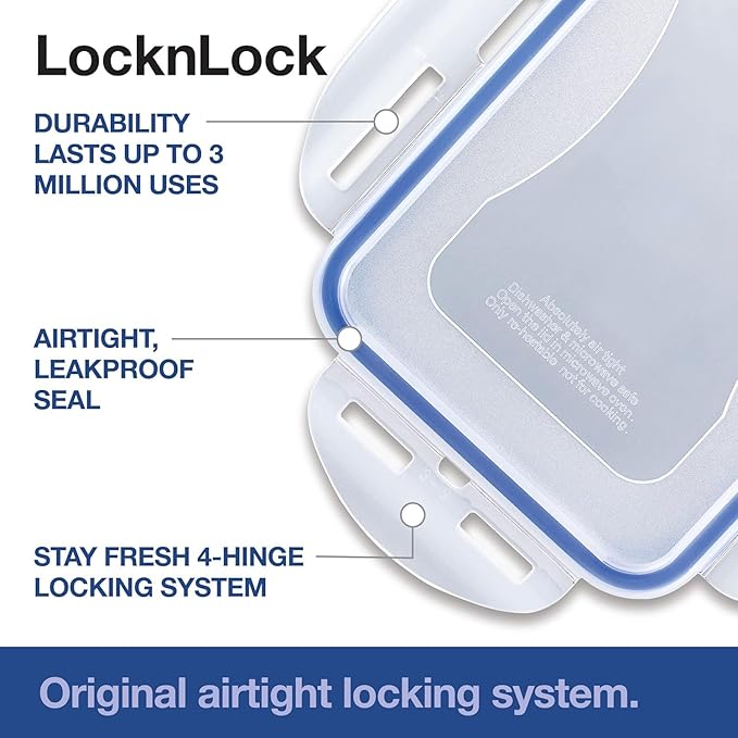 LOCK & LOCK Easy Essentials Food Storage lids/Airtight containers, BPA Free, 54 Ounce, Clear - Image 6