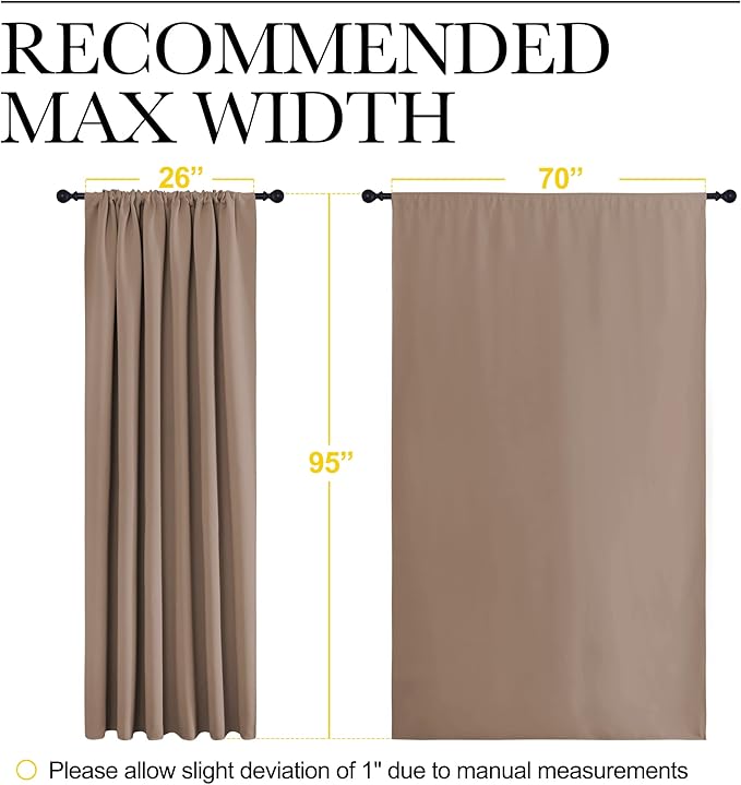NICETOWN Room Darkening Curtains for Bedroom - Home Decoration Privacy Protection Thermal Insulated Solid Drapes/Draperies for Sliding Glass Door (Cappuccino, Set of 2, 70 x 95 inches) - Image 7