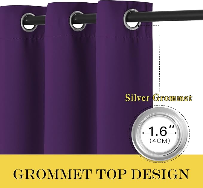 NICETOWN Patio Door Curtain Sound Blocking, Bedroom Privacy Room Divider Curtain, Thermal Insulated Blackout Closet Sliding Door Shade (1 Panel, 100" Wide x 120" Long, Royal Purple) - Image 6