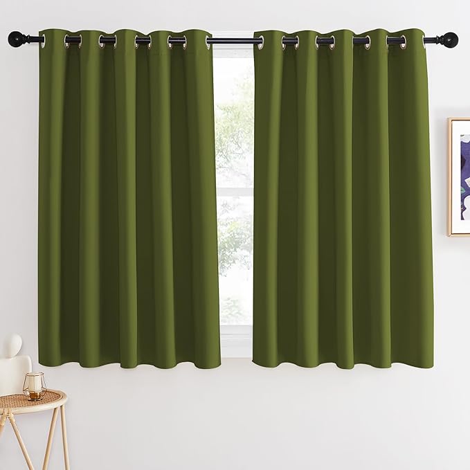 NICETOWN Blackout Curtains 54 Inches Long, Thermal Insulated Room Darkening Curtains for Bedroom, Window Treatment Drapes for Living Room Nursery (W66 x L54 Inch, Olive Green, 1 Panel) by NICETOWN