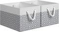 Storage Bins, 2-Pack Large Storage Box with Rope Handles, Collapsible Storage Basket for Organizing Books, Clothes, Rhombic Grey by StorageTastic