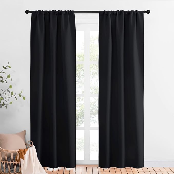 NICETOWN Black Out Curtain Panels for Kitchen - Energy Smart Decoration Thermal Insulating Blackout Drapes/Draperies for Small Window (2 Panels, 34 in x 84 in (W x L)) by NICETOWN