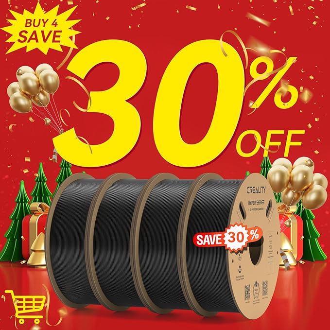 Creality Hyper PLA Filament Bundle Black 4KG, Up to 600mm/s High Speed 3D Printer Filament PLA, No-Tangling Stronger Toughness Fit Most 3D Printers - Image 2