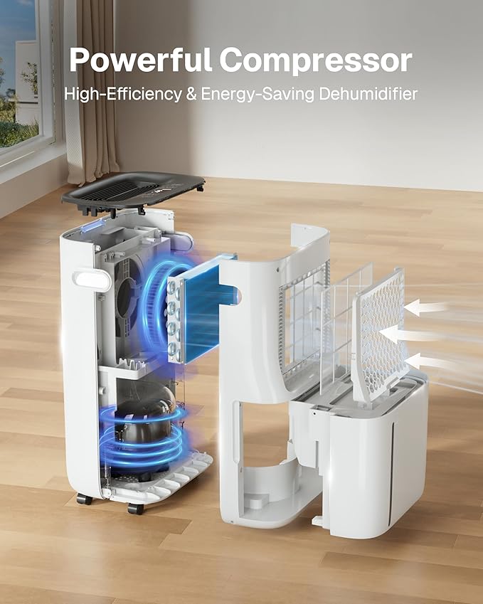 4500 Sq.Ft Dehumidifier for Basement and Large Rooms Max 80 Pint/Day Dehumidifiers with Drain Hose Smart Humidity Control 1.71Gallon Water Tank 24h Timer for Home, Bedroom, RV, Bathroom, - Image 2