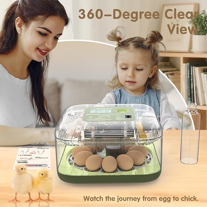 12 Egg Incubator with Automatic Turning, Temperature and Humidity Control, LED Egg Candler, and Auto Water Addition, for Hatching Chicken, Goose, Duck, Quail, Pigeon, and Turkey Eggs - Image 7