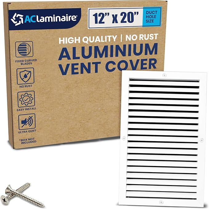12x20 Inch (Duct Opening) Air Return Vent Cover Decorative – Premium Aluminum AC Vent Cover for Ceiling & Wall, Rustproof Grille, Ideal for Home HVAC Grille, Durable & Easy to Install by ACLAMINAIRE by LAMINAIRE