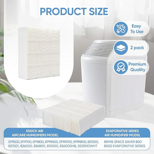 1043 Humidifier Wick Filter Replacement for AirCare Bemis Essick, Compatible with Essick Air AIRCARE EP9500, EP9700, EP9800, EP9R500, 821000 Series, and Bemis Space Saver 800/8000 Humidifiers - 2Pack - Image 2