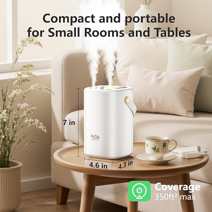 1L Cool Mist Ultrasonic Humidifier - Quiet Air Humidifier with Auto Shut-Off/Waterless Protection for Bedroom Home Office Plants, Small Large Capacity for Dry Air - Image 2