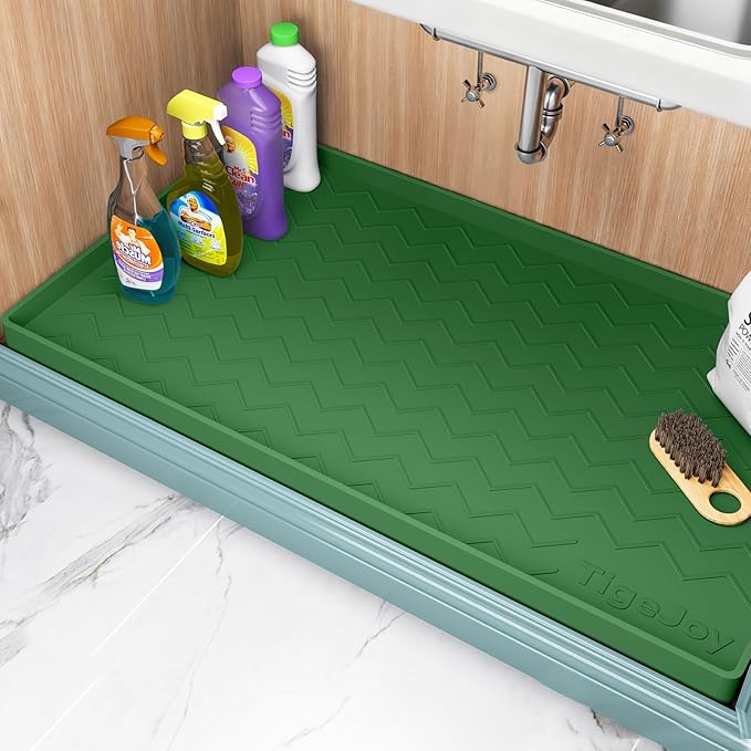 TigeJoy 28" x 19" Under Sink Mats for Kitchen Waterproof, Leak-Proof Silicone Mat Sink Protector and Cabinet Liner, Kitchen Essentials Organizer and Storage, Boot or Shoe Tray, Pet Feeding Mat by TigeJoy