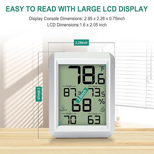 Urageuxy Indoor Hygrometer Thermometer, Digital Humidity Meter Temperature Gauge with Min/Max, ℉/℃ Switch for Home, Baby Room, Kitchen, Greenhouse - Image 3