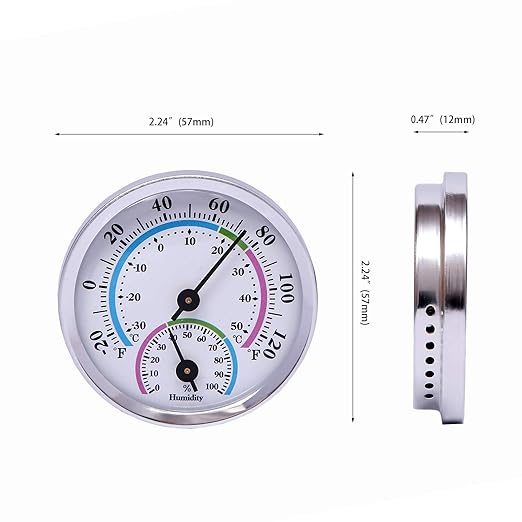Mini Indoor Thermometer Hygrometer Analog 2 in 1 Temperature Humidity Monitor Gauge for Home, Room, Outdoor, Offices, Display Mechanical (No Battery Needed) (Silver-1 Pack, Silver-1 Pack) - Image 2