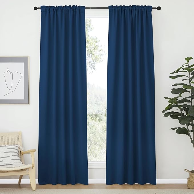 NICETOWN Blackout Curtain Panels Window Draperies - (Moroccan Blue Color) 34-Inch Wide x72-Inch Long, 2 Pieces, Home Decoration Light & Noise Reducing Window Covering Room Darkening Drapes for Bedroom - Image 2