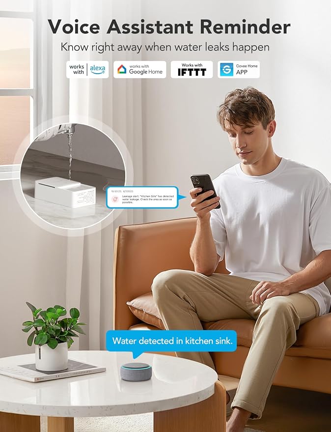 GoveeLife Premium Smart Water Leak Detector 2 with 1968ft Ultra-Long Range, WiFi Water Sensor with SMS/Email/APP Push and Sound Alarm, 5-Year Battery Life, Suitable for Home, Basement, Kitchen, 4 Pack - Image 9