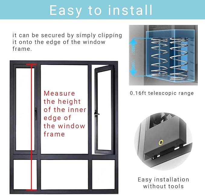 Adjustable Window Exhaust Fan for Sliding Windows, Vertical Window Exhaust Fan Adjustable wind Speed No Need to Drill Holesembed Ded Installation for Bedroom, Kitchen, Attics, Garages(4.1-4.27FT) - Image 3