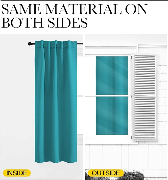 NICETOWN Blackout Curtain Panels for Living Room - (Peacock Blue Color) 34x63 Inch, 2 Panels Set, Thermal Insulated Room Darkening Blackout Drapes/Draperies with Rod Pocket & Back Tab for Window - Image 6